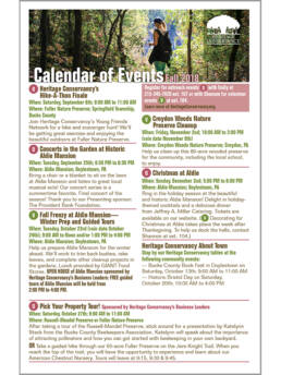 Heritage Conservancy Calendar of Events